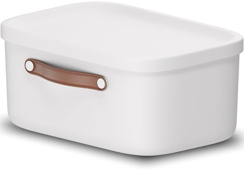 Rotho Caja de almacenaje con tapa y asa, 12 L, Blanco
