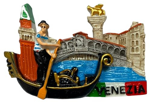 Imán de nevera 3D de resina de Venecia, góndola, souvenir, regalo, casa, cocina, de colección, 8 x 5 cm (60439)