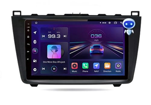 JINFOLI V1pro AI Voice 2 Din Android Auto Radio Fit, for Mazda, 6 GH 2007-2012 Carplay 4G Car Multimedia GPS 2din Autoradio DSP Impianto audio stereo per auto(WIFI (2GB 32GB))