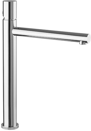 Miscelatore lavabo alto cromo senza leva in acciaio inox, manopola rotante e indicatori per l’acqua, GEMINI