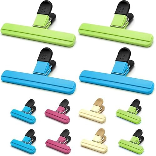 Pince Alimentaire 12 Pièces Fermeture Sachet Alimentaire Reutilisable Pince Alimentaire Plastique Fermeture Sachet Clip Pinces pour Sachets pour Cuisine Bureau Garage