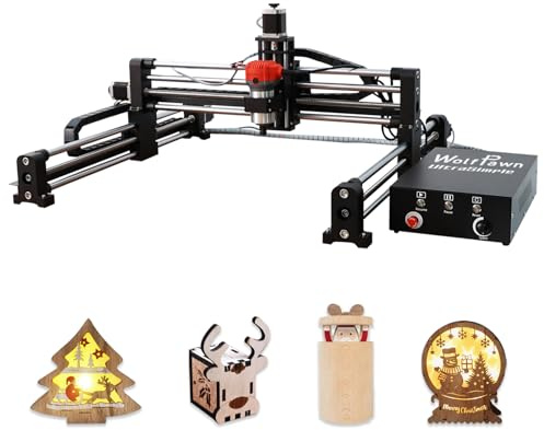 WolfPawn Upgraded CNC Router Machine,3-Axis Grbl Conrol Milling Machine for Wood Acrylic Aluminum,Engraving Milling Machine for Wood Aluminum Cutting to Linear Rails (Style - A, 23.6in)