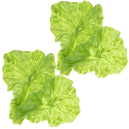 IMIKEYA Foglie di Lattuga Finte Realistiche, Modelli Simulati in PVC a Forma di Foglia, Decorazione Cucina e Locale, 4 Pezzi