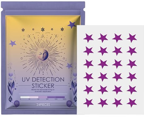 UV Stickers for Sun Protection | 24 Pieces Sun Protection Reapplication Indicators | Wide Waterproof Face Patches for Swimming Pool Beach Travel Daily