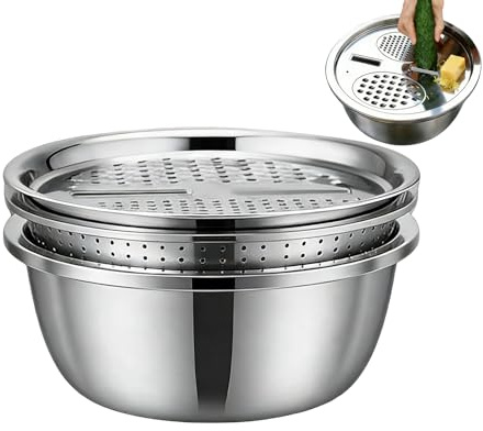 Da Lavaggio In Acciaio Inossidabile - Multifunzionale,Set Da 26 Cm Con Colino E Cestino - Cestini Multifunzionali Per Verdura Frutta Riso Preparazione Pasti E Insalata In Cucina