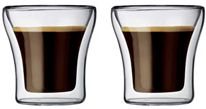 Bodum ASSAM 2-teiliges Kaffeeglas-Set (Doppelwandig, Mundgeblasen, Spülmaschinengeeignet, 0,1 liters) transparent