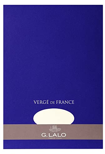 Lalo 12700L - Verge De France Pad of 50 plain laid sheets 21x29,7 cm 100g, Laid de France, White. Clean Cut. Front Cover with Foiled Silver Finished. Refined A4