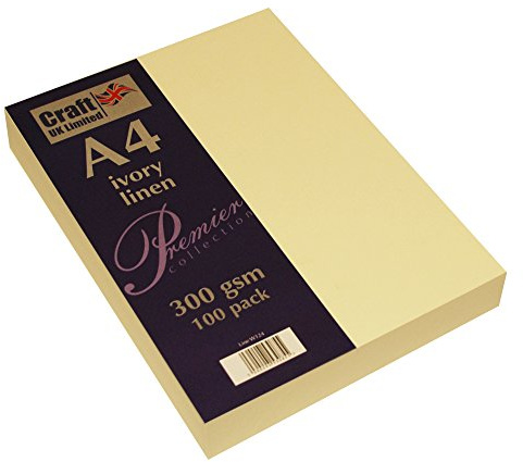Craft UK W124 Ivory Recycled Linen Card 300 gsm - 100 Sheets