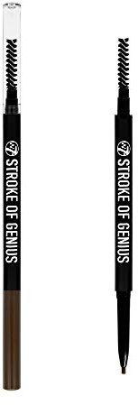 W7 Stroke Of Genius Eyebrow Pencil - Dual Ended Mechanical Brow Pencil With Spoolie Brush - Professional Brow Makeup (Dark Brown)
