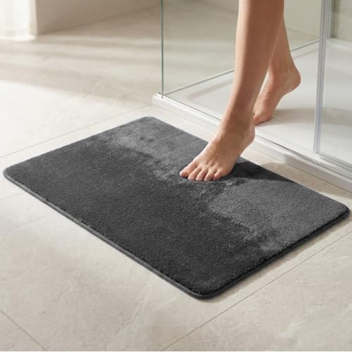 parpyon Tappeto bagno antiscivolo Linosa I asciugapasso ingresso tappeto MAGICO in microfibra I lavabile in lavatrice tappetino bagno doccia I tappeti moderni (40X60, Grigio)