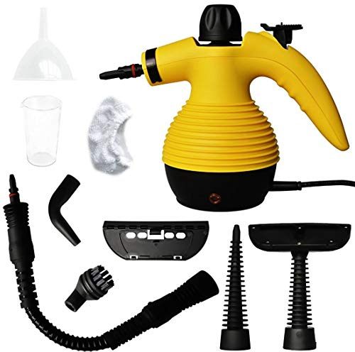 LTLWSH Limpiador a Vapor de Mano Vaporeta Portátil y Manual de Alta Presión, 1000W con Tanque de 300ml y 9 Accesorios para Cocina, Baño, Alfonbra, Ropa, Cortina y Otros