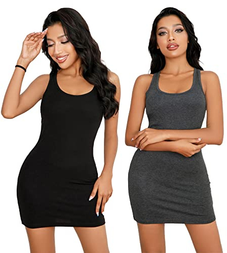 Mcilia Canotta Lunga da Donna, Morbida, Elasticizzata e a Coste Sottili, 2 Varianti Gilet da corsaNero/Grigio Scuro Taglia S (EU 34 36 38)