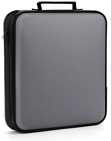 TIMCORR DVD Storage CD Case Holder: 160 Capacity CD Sleeves Black Disc Cases Binder for Car - CD Hard Organizer Box - Large DVD Wallet for Movie/Music/Game & Portable CD Book (160 Capacity Grey)