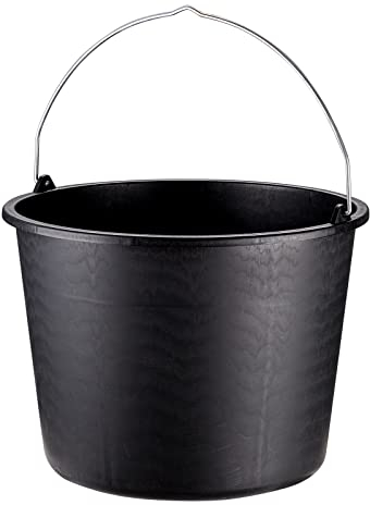 10x Baueimer schwarz 20 Liter | Mörteleimer, Zementeimer, Putzeimer, Kunststoffeimer, Eimer | 10 Stück