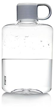 ALLKELR Tragbare flache Wasserflasche, BPA-freier Tritan-Kunststoff, Reise-Wasserflasche für Camping, Fitness, Outdoor-Sport, passend für Geldbörse und Tasche, Grau, 350 ml
