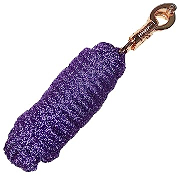 Führstrick Pferd mit Panikhaken Roségold - Anbindeseil für Pferde, Ponys, Shetty - Länge 2m Anbindestrick, Führleine - lila