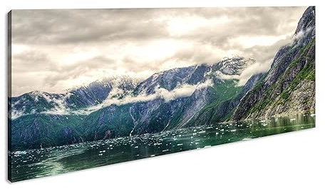 Tracy Arm Fiordo nuvoloso in Alaska Panorama 80 x 40 cm, stampa digitale di alta qualità con cornice