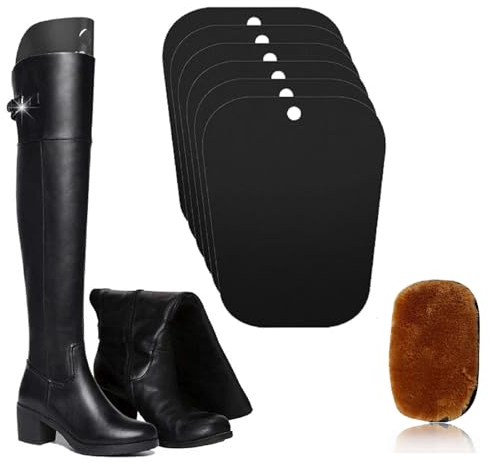Kiuiom Stiefelform Einsätze, Hohe Stiefelstütze, Stiefelformer Formeinsätze, 6PCS 12Zoll mit 1PC Schuhputzhandschuh Boot Shaper Form Inserts Stiefelspanner Damen Stiefel Halter für Damen und Männer
