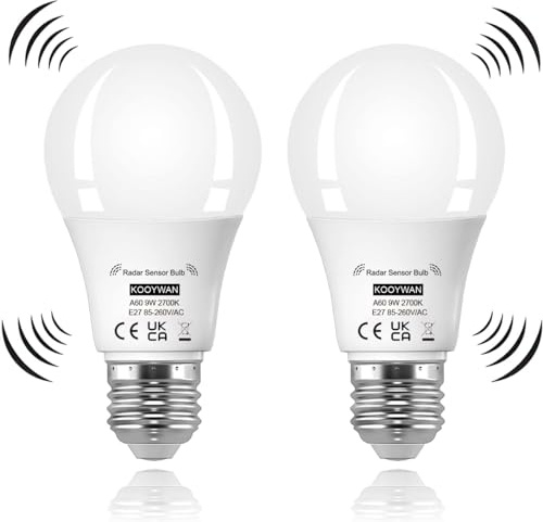 E27 9W lampada LED con sensore di movimento e crepuscolare Bianco caldo 2700K Auto On/Off