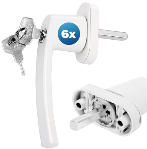 MONZANA® 6X Poignée de fenêtre Blanche verrouillable à clés sécurité Enfants poignée de sécurité pour fenêtre Acier