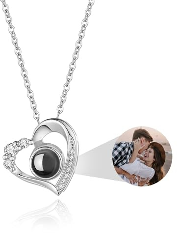 Easycosy Collar con Foto Personalizada para Mujer, Collar con Foto Dentro, Colgante Personalizado - Proyección con Imagen, Idea Regalo para Mujer, Mamá, Esposa, Aniversarios de Cumpleaños