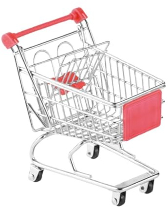 Fonowx Carrello Della Spesa per Bambini, Modello in Metallo, Decorazione, Ornamento, Gioco di Ruolo, Cibo, Giocattolo, Spinta per Bambini, rosso