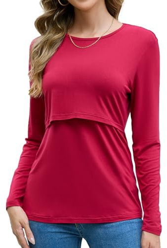 Sosolism Camisetas de Lactancia de Manga Larga para Mujer Camiseta de Lactancia Suave para otoño Invierno