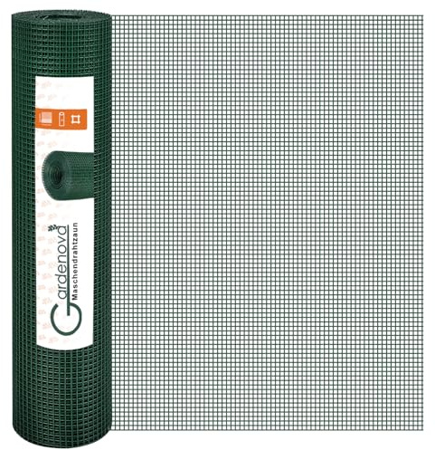 Gardenova Griglia per arvicole, verde, 1 m di altezza x 10 m, spessore 0,9 mm, maglia fine, larghezza maglie 6,3 mm, rete metallica come griglia per arvicole, filo per voliera, filo per coniglio