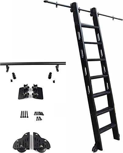 Kit de quincaillerie pour porte de grange coulissante pour bibliothèque échelle placard (sans échelle)