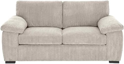 Bliss Furniture Amalfi 2 Seater Jumbo Cord Sofa for Small Lounges & Flats – Soft Corduroy, Birch Frame, Removable Washable Covers – Two Seater Cord Sofa Couch (Cream, 2 Seater)