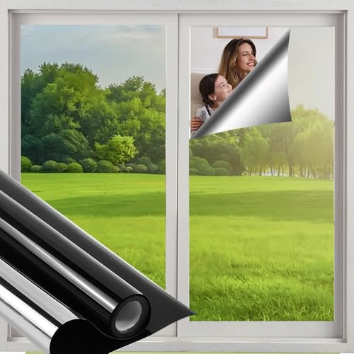 VGECEE 300 cm Sonnenschutzfolie Fenster Innen Fensterfolie Sonnenschutz Spiegelfolie Hitzeschutzfolie Fenster Sichtschutz uv Folie Fenster Hitzeschutz Wärmeschutzfolie Selbstklebend für Sommer