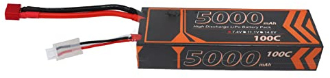 Naroote Hardcase-batería Lipo RC de 7,4 V, 5000mAh, Salida Estable para Cuadricóptero de Carreras FPV, Cobaltóxidos de Litio, Enchufe Rojo para LS180