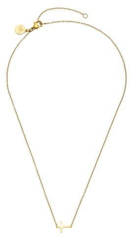 Purelei Collana laterale Cross – impermeabile e regolabile | catena in acciaio inox con ciondolo a croce laterale | placcato oro 14 K/18 carati | simbolo moderno di forza e equilibrio, Eine Grösse