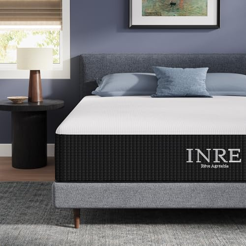 INRE Matelas 140x190 cm, Épaisseur 30cm, Matelas en Mousse à Mémoire de Forme, Confort Équilibré, Soutien 7 Zones, Moelleux & Respirant,Réversible à Deux Faces, Certifié Oeko-TEX