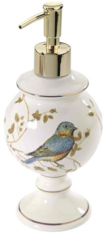 Avanti Linens - Lotion Pump/Soap Dispenser, Countertop Accessories, Nature Inspired Bathroom Decor (Gilded Birds Collection)