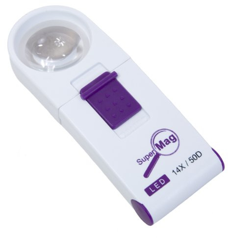 14X LED Illuminated Pocket Magnifier - 1.4 Inch Lens by MAGNIFYING AIDS