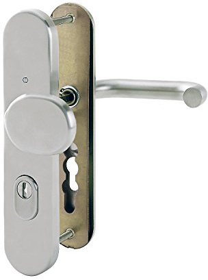 HOPPE Haustür Eingangstür Wechselgarnitur PARIS - DIN-Norm Entfernung 92mm, Edelstahl matt, Langschild Profilzylinder für Türstärke 67-72mm, mit Kernziehschutz, Prüfung: RC2 nach EN 1906, 1 Stück Sicherheitsbeschlag