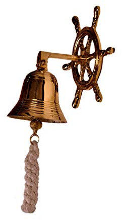 Campanello nautico in ottone pieno da 3 pollici con gancio ruota del capitano: unico nave pirata decorazione marina regalo casa e templi