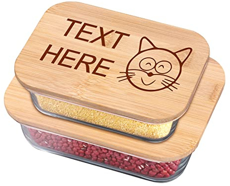 OXYEFEI Boite Repas Verre Lunch Box, Lot de 2 Boite Repas Bento Box en Verre Hermetiques avec gravure Personnalisée, résistant au lave-vaisselle, au micro-onde et au congélateur, sans BPA