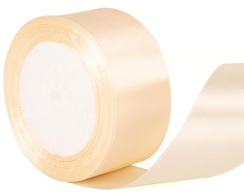 40mm Wide Ivory Ribbon Thick Cream Wedding Car Ribbon 22m, 1.5 inch Thick Off White Satin Ribbon for Gift Wrapping Wedding Christmas Birthday Cake Hair Bow Florist Bouquet Crafts Decorations