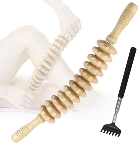 Faszienstab Faszienrolle Holz mit Griff Massageroller Rücken Maderotherapie Roller Kratzhand Rückenkratzer Ausziehbar Styleholz Faszienstab Massage Rolle Holz Massagegerät FüR Beine RüCken KöRper