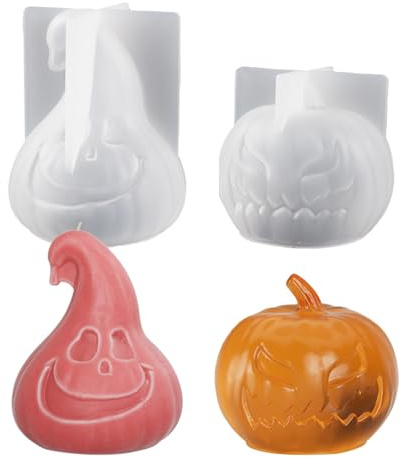 Bekecidi 2 PCS Pumpkin Candle Moulds Silicone, Halloween Candle Moulds for Candle Making Epoxy Resin Moulds Pumpkin Silicone Casting Molds for Making 3D Candles Soap Wax DIY Crafts Gifts