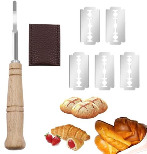 Taglierino per pane, Raschietto per Pane con 6 Pezzi Lama Bread Lame Taglierino in Acciaio Tagliaimpasto Multiuso Coltello per Pane Utensile da Cucina Pasta Pizza Dolci Pasticeria