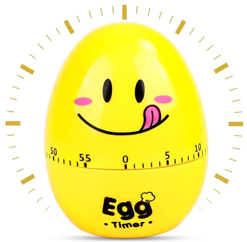 AKONE Eieruh Mechanisch, Eieruhr Lustig, Küche Timer, Kurzzeitwecker Küche, Eiförmige Küchentimer, Mechanischer Eieruhr zum Mitkochen 60 Minuten Countdown-Timer, für Kochen,Backen,Fitness,Lernen