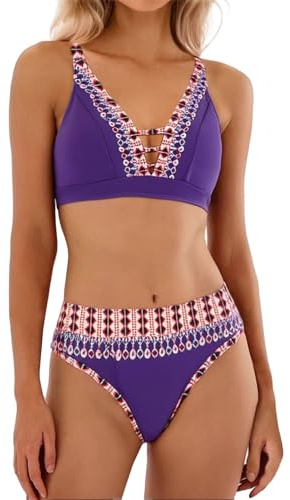 Maillots Deux Pièces Femme Culotte Maillot De Bain Taille Haute Ventre Plat Bronzant Tankini Grande Swimming Suit Women 2 Haut Brassiere Retro Transbronzant Short Vintage Bas Bikini Gainant