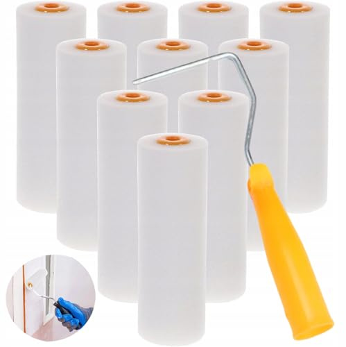 Rosfix Set Rulli Verniciatura Poliuretano 10 cm – 10 Pezzi con Manico Ergonomico | Finitura Precisa, Alta Qualità | per Vernici a Base Acqua | Accessorio per Pittura
