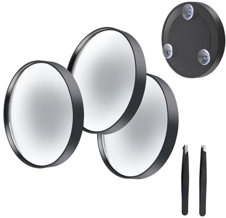 kicder Magnifying Mirror Set, 20x&30x&40x Suction Cup Makeup Mirror, 2 Tweezers. 4.5 Inch Compact Mirror for Travel, Bathroom, Home, Gifts for Women