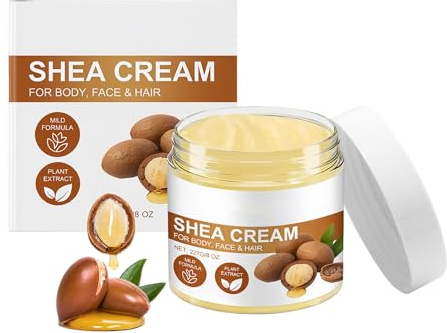 Hlimind Crema de Manteca de Karité 227g - Crema Facial y Loción Corporal para Piel Muy Seca - Crema Hidratante para Rostro, Cuerpo y Cabello