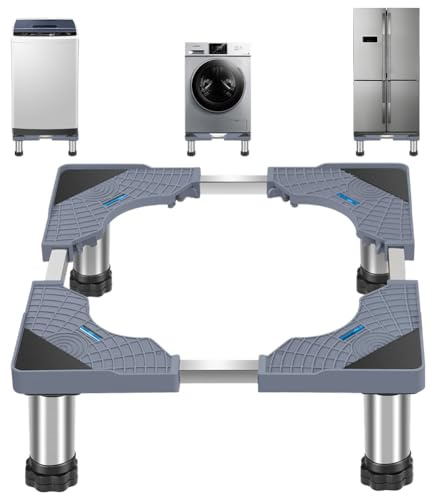 Umllpet Socle de machine à laver avec 4 pieds, socle pour machine à laver, sèche-linge, réfrigérateur - Hauteur : 40-60 cm - Charge d'ours : 200 kg - Socle réglable avec fonction d'absorption des