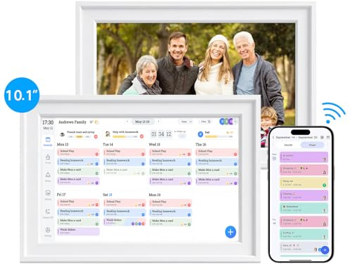 OUTONLIFE Calendario Digitale WiFi 10,1 Smart – Organizzatore Famiglia Con Controllo App, Touchscreen Interattivo, Pianificatore Attività & Pasti, Cornice Foto, Premi, Agenda 2026